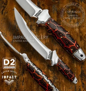 IMPACT CUTLERY RARE CUSTOM D2 FULL TANG BOWIE KNIFE SAW TOOTH BLADE - Picture 1 of 12