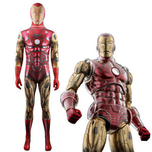 New Iron Man Bodysuit Superhero Jumpsuit Cosplay 3D Zentai Costume Halloween UK