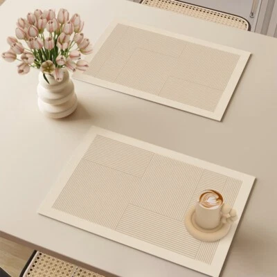 1PC Modern Waterproof Tableware Placemat PU Oil-proof Table Mat Heat Insulation - Image 1 of 4