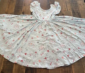 Dot Dot Smile size 7 girls Valentines tic tac toe Empire Twirl Dress New - Picture 1 of 5
