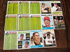 1964 Topps Baseball Lot 14 niedrige Qualität einschließlich sechs verschiedene markierte Checklisten - Bild 1 von 2