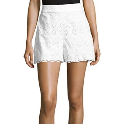 Pantalones Cortos Kate Spade Algodón Tiro Alto Ojales Nuevos con Etiquetas, Blanco Fresco, Talla 0 $198 Foto 1 de 4