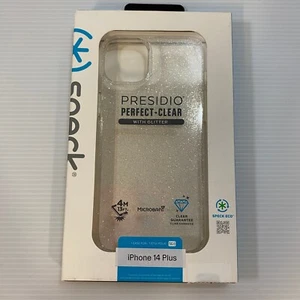 Speck Presidio Perfect-Clear Glitter Case for iPhone 14 Plus - Clear & Glitter - Picture 1 of 5