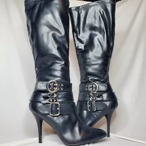 Botas de aguja para mujer DIBA Y2K 8,5 hasta la rodilla negras brillantes punta puntiaguda larga - Imagen 1 de 22