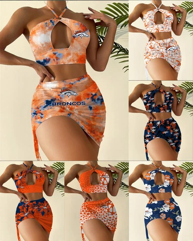 Denver Broncos Women's Bikini Set 2 Piece Summer Beach Halter Swimwear Suit Gift Cover