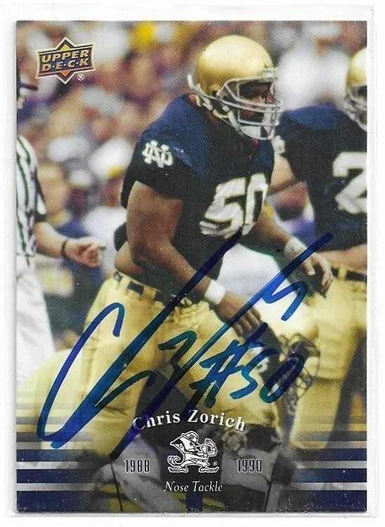 CHRIS ZORICH Autographed Signed 2013 Upper Deck card Notre Dame Irish Football - Image 1 of 1
