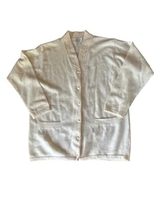 United Colors Of Benetton Cream Cardigan Embroidered Collar Angora Wool Preppy - Picture 1 of 6