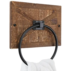 Autumn Alley Rustic Farmhouse Barn Wood Towel Ring Holder - Picture 1 of 9