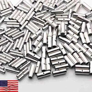 50-200PC TINNED BARE COPPER BUTT CONNECTOR CRIMP TERMINAL AWG BATTERY, CAR ALARM - Picture 1 of 21