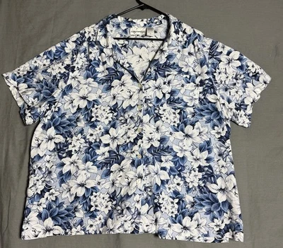 Cathy Essentials Womens 3x Blouse Short Sleeve Button Floral Casual Hawaiian - Image 1 of 4