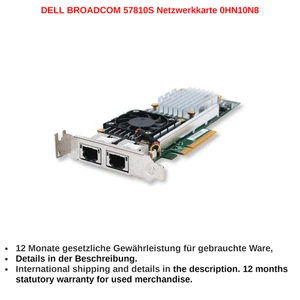 DELL BROADCOM 57810S DUAL PORT 10GB Netzwerkkarte W1GCR 0W1GCR HN10N 0HN10N - Bild 1 von 4