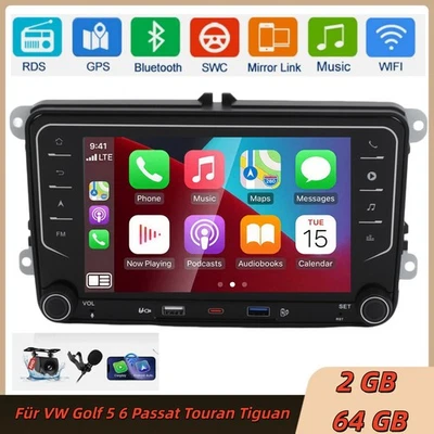 2+64G Autoradio Android 13 Carplay GPS NAVI Für VW GOLF 5 6 Tiguan Touran Passat - Bild 1 von 4