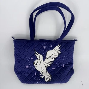 Vera Bradley Harry Potter Vera Tote Forbidden Forest Purple Velvet Owl Hedwig  - Picture 1 of 7