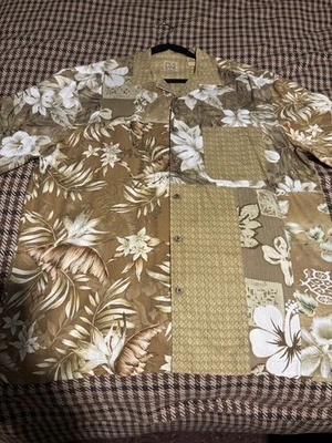 Camisa Joseph A Bank Para Hombre Seda Manga Corta Abotonada Marrón Grande Foto 1 de 3