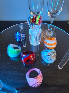 7 pz Glass and acrylic ring lot - Picture 1 of 14