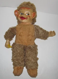 Vintage (1950's ?? GANZ ??) Brown Plush Rubber-face Monkey (A-B) - Picture 1 of 7