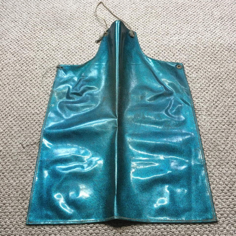 Vintage 60s 70s Vinyl Work Apron One Size Atomic Green Auto Body Shop USA - Image 1 of 4
