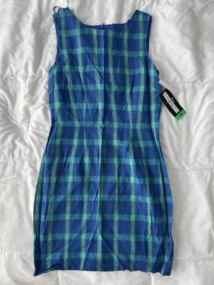 Vestido Vaina Vintage John Roberts Cuadros 10 Verde Azul Nuevo con Etiquetas Años 90 Y2K Colegiala Foto 1 de 4