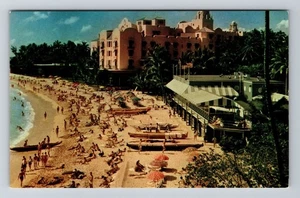Honolulu HI-Hawaii Waikiki Strand Surf Ausleger Vintage Souvenir Postkarte - Bild 1 von 2