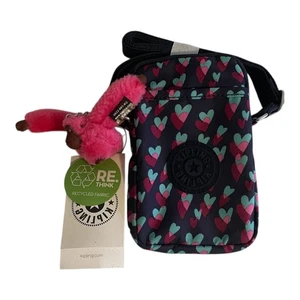 Kipling Tally Mini Crossbody Phone Bag Heart Blue Purple Adjustable Strap NWT - Picture 1 of 3