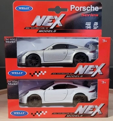 2 STCK PORSCHE 911 GT3 RS / 2016 , MODELLAUTOS VON WELLY , 1 : 38 , TOP , NEU