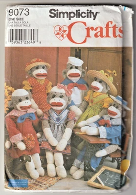 VTG Sock Monkeys & Clothes - SEWING PATTERN - Simplicity 9073 - Image 1 of 4