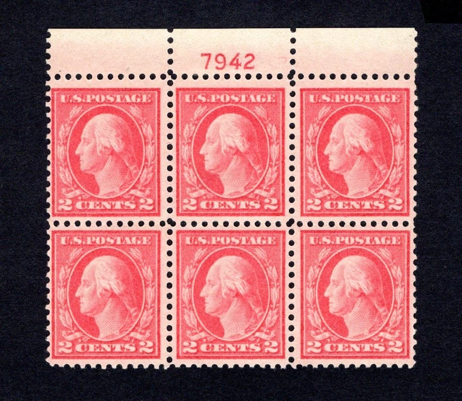 U.S. 463 Plate Block of 6 Mint, OG, 5MNH / 1 MHR, Well Centered - Image 1 of 2