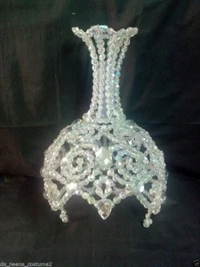 Da NeeNa H047 Showgirl Vegas Cabaret Drag Pearl Crystal Crown Headdress - Picture 1 of 5