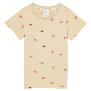 PUMA Tiny X Aop Crew Neck Short Sleeve T-Shirt Youth Boys Beige Athletic Casual - Picture 1 of 2