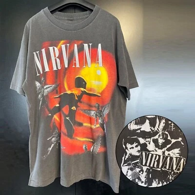 NIRVANA Kurt Donald Cobain 90s Vintage Rock Band T-shirt Black Men XL Size Japan - Image 1 of 4