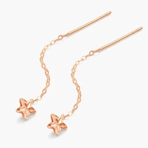 18K rose gold ear wire star earrings earrings for women (Au 750) - Picture 1 of 4