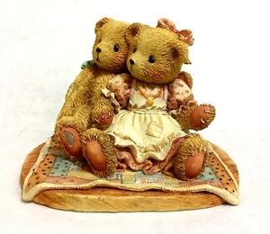 Enesco 1991 Cherished Teddies Nathaniel & Nellie Bear on Blanket Figurine   - Picture 1 of 9