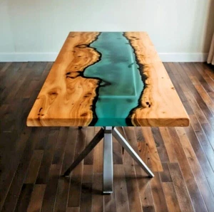 Coffee, Dinning Table Clear Epoxy Resin Art, Epoxy Resin Accacia Wood Table Top - Picture 1 of 5