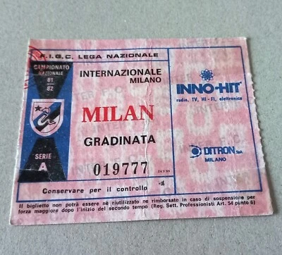 BIGLIETTO INTER MILAN DERBY SERIE A 1981/82 - Immagine 1 di 2