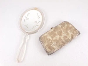 Schildkraut Bros Vintage Beaded Clutch Purse & Acrylic Hand Mirror - Picture 1 of 10