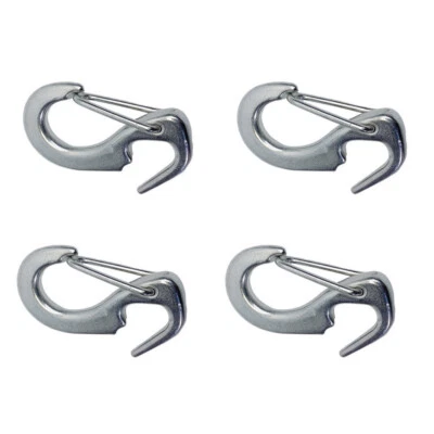 4 Pcs Stainless Steel 316 Open End Spring Snap Tack Hook, Sail Snap Hook 3-1/2"L - Image 1 of 4