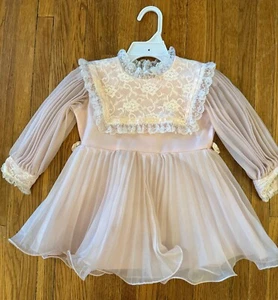 VINTAGE Girls Toddler Party Dress by Merry Girl Size 4T Light Pink Made in USA - Picture 1 of 4