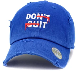 Don't Quit / Do It Vintage Adjustable Royal Blue Distressed Hat by KB Ethos - Picture 1 of 3