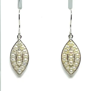 New Sterling Silver Indonesian Seed Pearl Dangle Hook Earrings - Picture 1 of 10