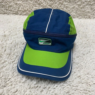 De Colección Nike Tailwind 5 Panel Correa Sombrero Azul Verde Swoosh Talla Única Cremallera Alrededor Foto 1 de 4
