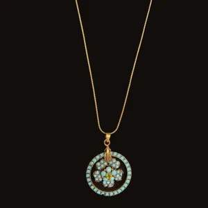 Michal Negrin Flower Dream Catcher Turquoise Necklace - Picture 1 of 1