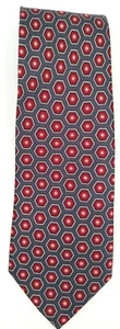 Corbata para hombre Pierre Cardin patrón hexagonal geométrico 100 % negro seda, rojo y gris - Imagen 1 de 3