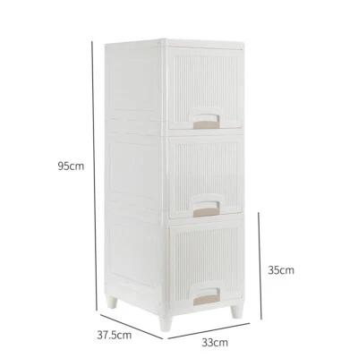 Slim Floor Cabinet 2/3/4 Tiers Narrow Storage Cupboard Bathroom Shelf With Doors - Image 1 of 4