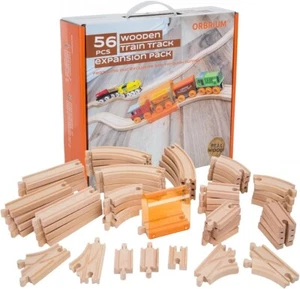 56Pc Wooden Train Tracks Lot Railway Pieces Set Play for Thomas The Train Brio - Picture 1 of 4
