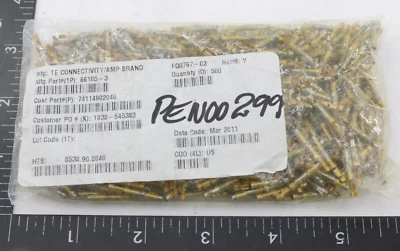 (500) TE Socket Terminal 66105-3 AMP Standard Circular Gold Plate - Crimp NEW - Image 1 of 2