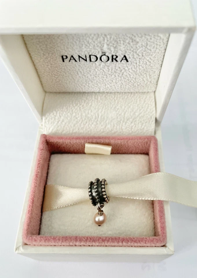 Original Pandora Charm mit Anhänger Perle 925er Sterlingsilber gebraucht - Bild 1 von 1