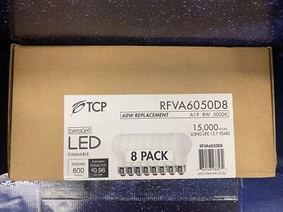 8 LED Light Bulb TCP Dimmable 8W Daylight A19 60W replacement 5000K - Image 1 of 2