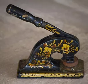 ANTIKER viktorianischer vergoldeter Gusseisen Brief Stempel Firma Siegel Präger 1880er - Bild 1 von 9