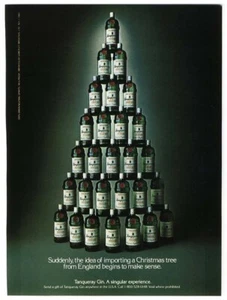 TANQUERAY GIN Christmas Tree of Bottles 1983 Magazine Ad Page BAR ART - Picture 1 of 1