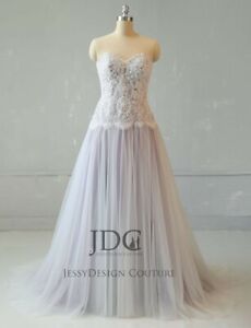 Lila Wedding Dress Bridal Gown Beaded Lace Bodice 4-24 Plus Size Custom made